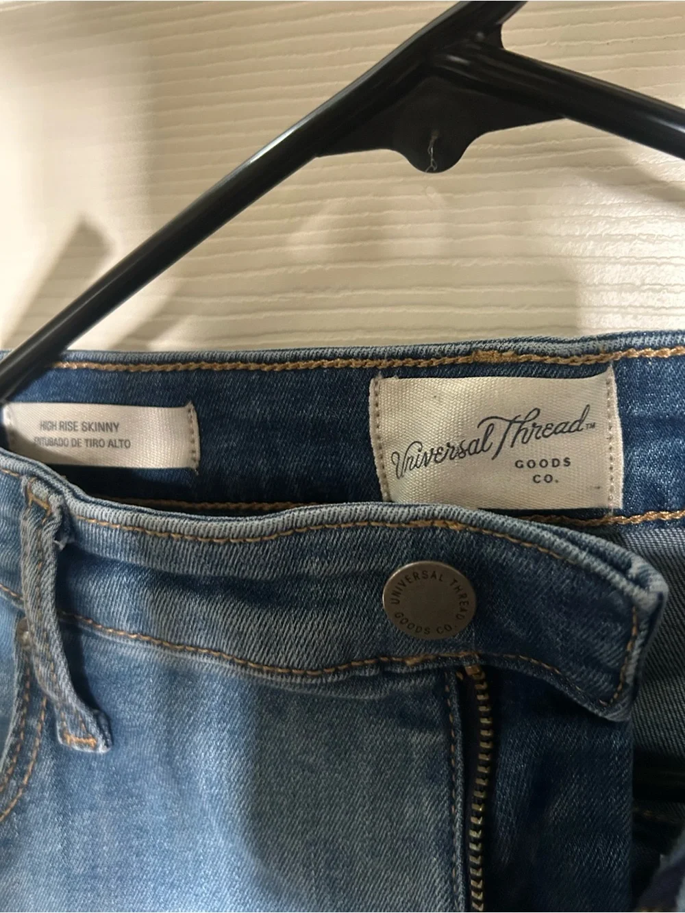 Universal Thread Two-Tone Patch Skinny Jeans in Blue size 14.